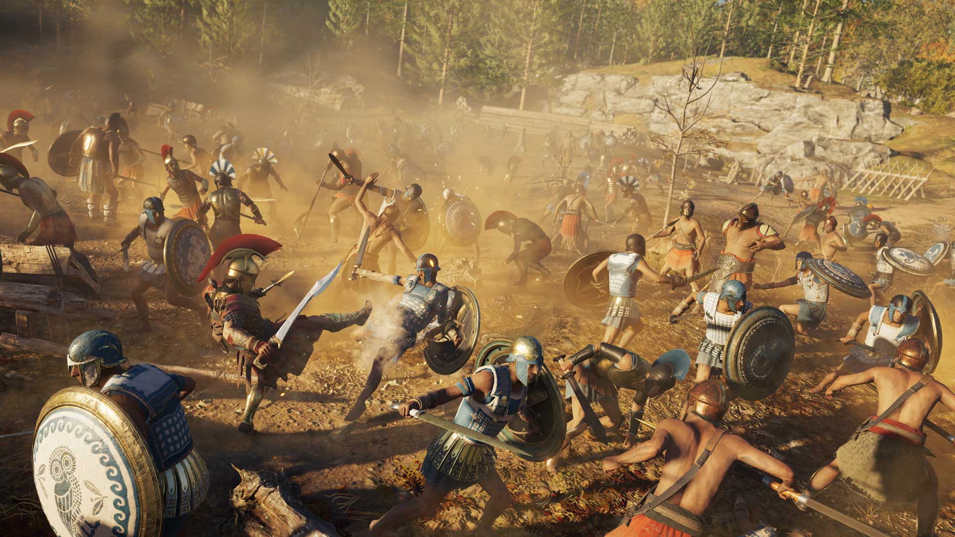 150 Spartans fight 150 Athenians.