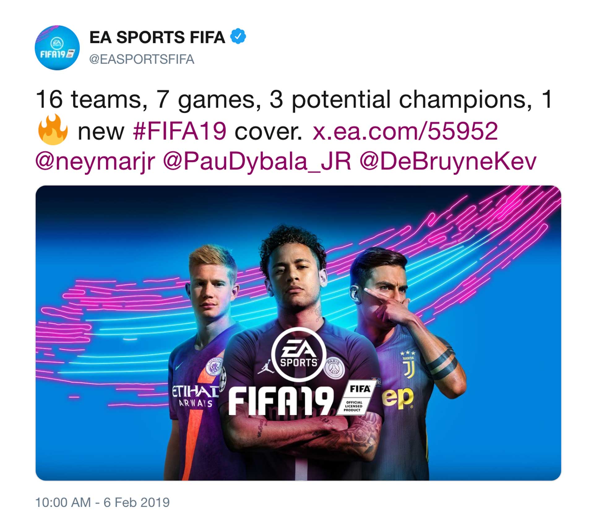 Fifa 19 cover tweet