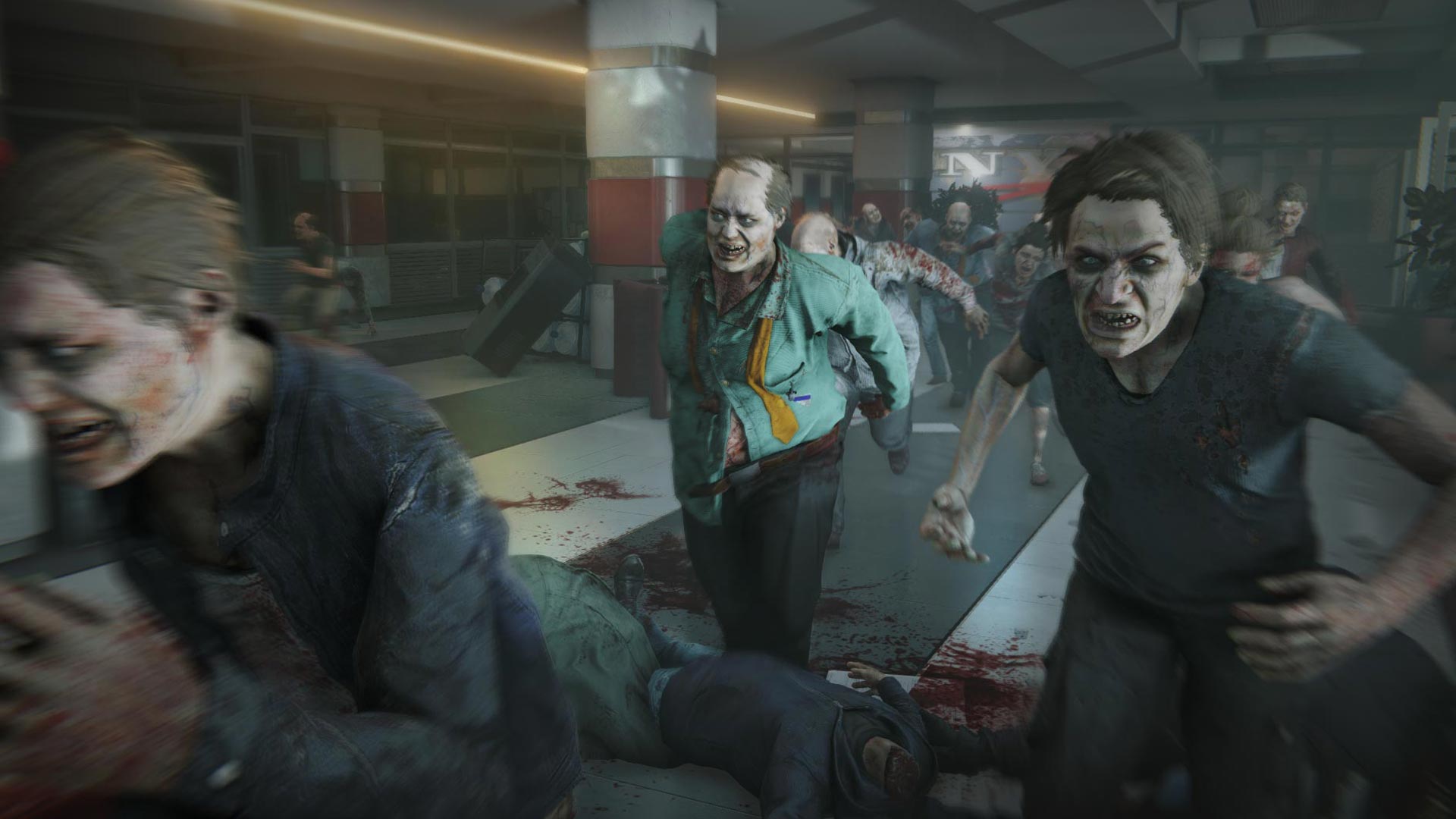 Zombie horde attacking player.